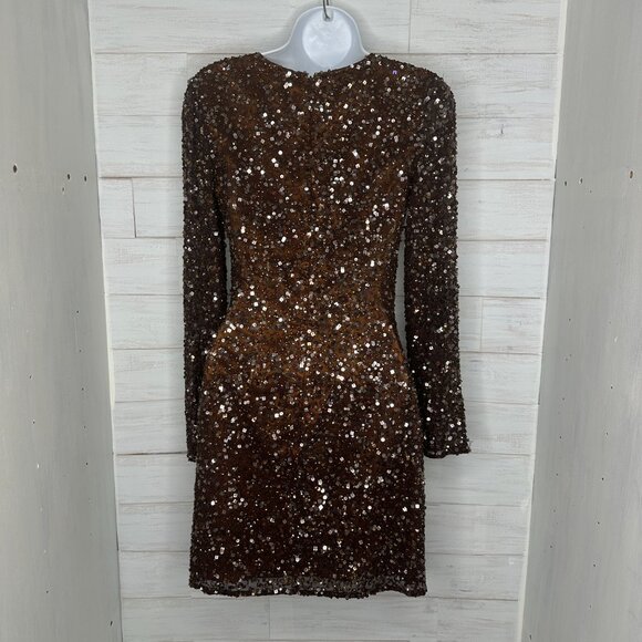 Shail K. Womens Sequin Cocktail Prom Mini Bodycon Dress Long Sleeves Size 2 - Picture 4 of 10
